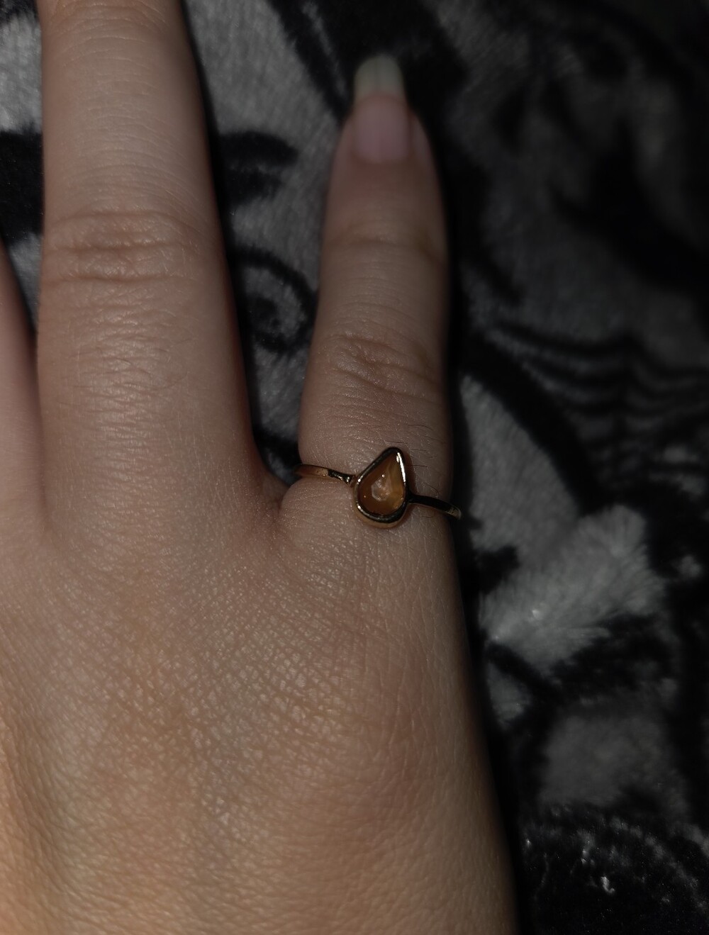 Iron Alloy Teardrop Amber Stone Ring Size 4 – Dainty Minimalist